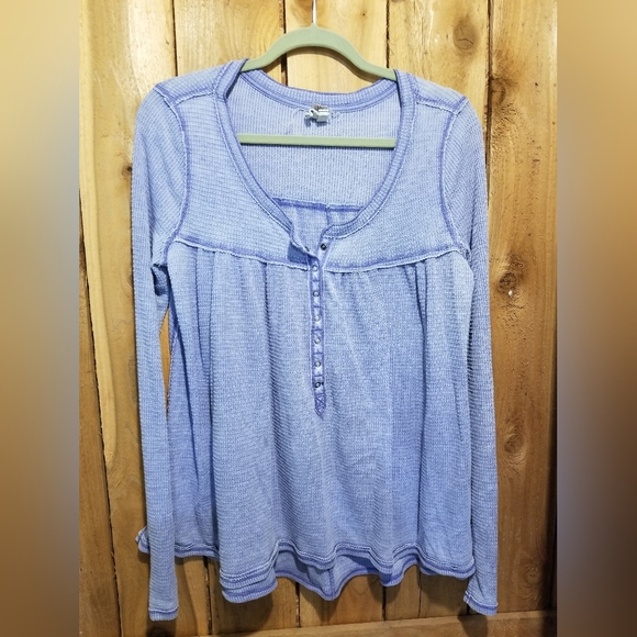 Medium We The Free blue boho raglan top - Picture 1 of 4